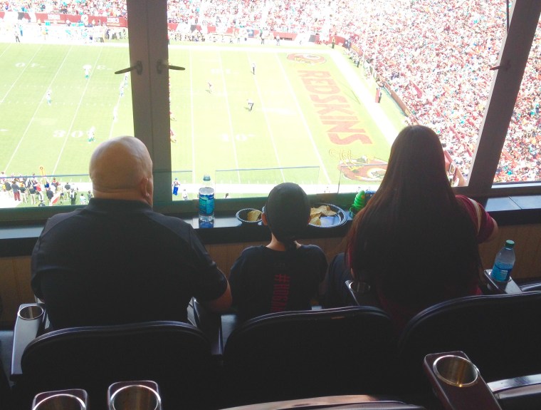 Andrew's mom, Caroline, says one of her son's favorite parts of attending the Redskins game with the governor was sitting with Governor Hogan and his daughter, Jaymi, eating nachos and drinking soda.