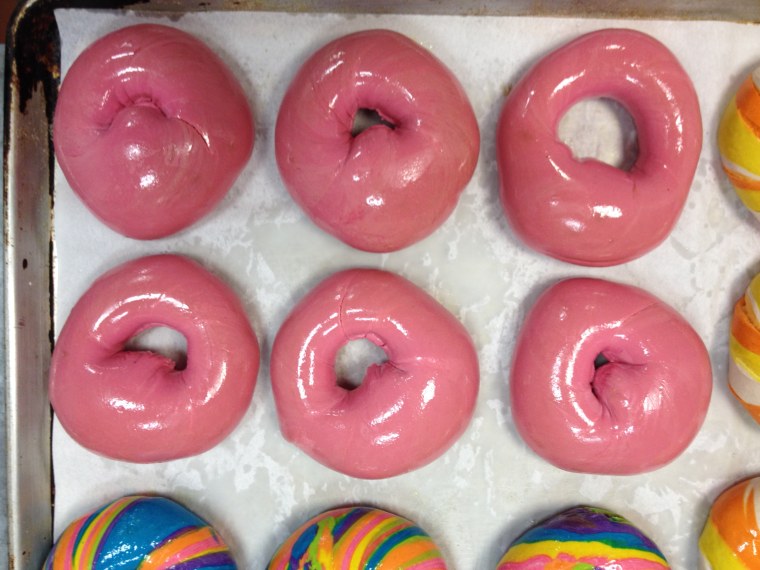 Pink Awareness Bagels at Brooklyn's The Bagel Store