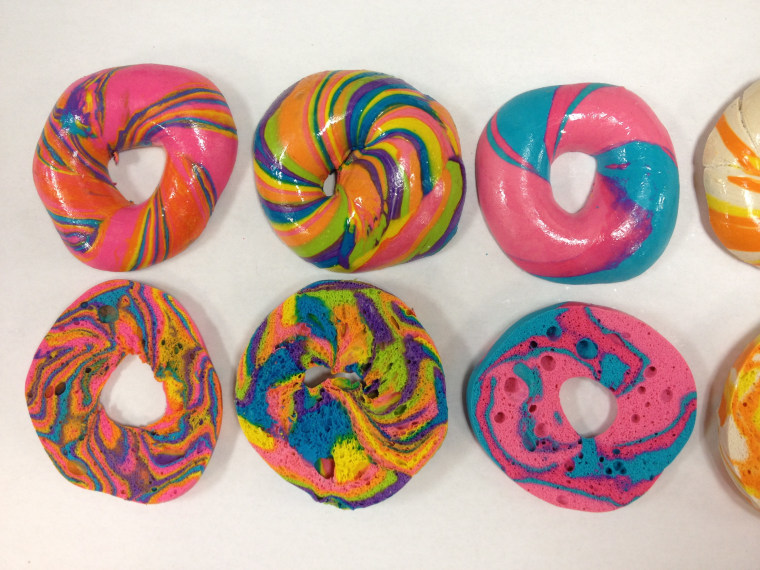 Sliced Rainbow Bagels at Brooklyn's The Bagel Store