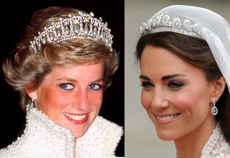 Princess Diana, Duchess Kate wearing tiaras