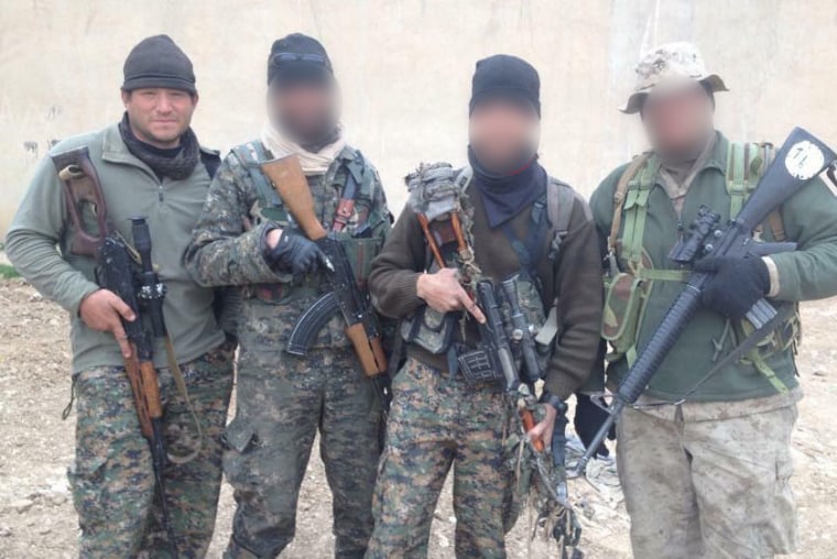 Bruce Windorski (far left) with others who also fought alongside Kurdish forces against ISIS in early 2015.