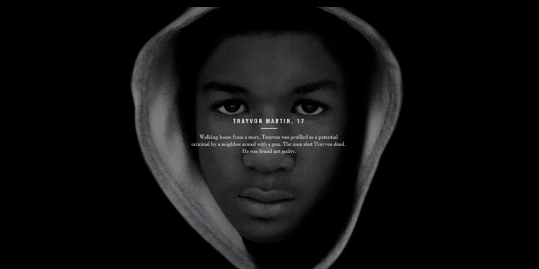 Screenshot of Usher's Chains video featuring Trayvon Martin's picture
