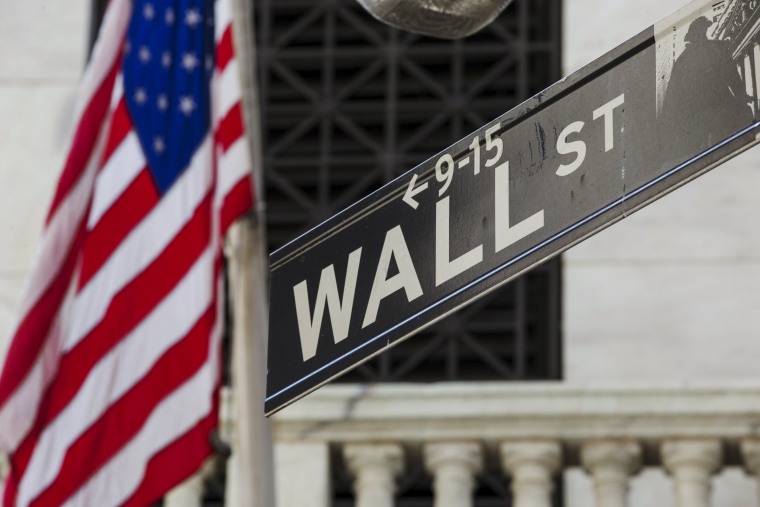 Image: U.S. flag hangs above the door of the New York Stock Exchange