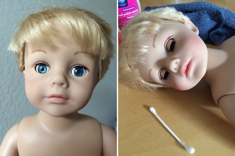 Girl doll transformed into a boy doll