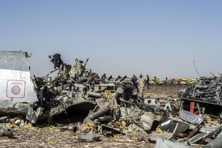 Image: Debris belonging to the A321 Russian airliner are seen