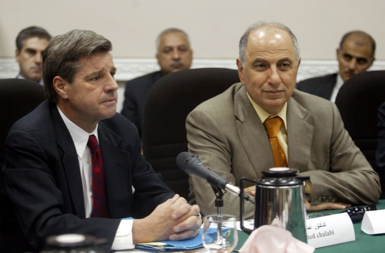 Image: Paul Bremer and Ahmad Chalabi in Baghdad on July 13, 2003