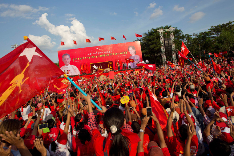 Image: Supporters of Aung San Suu Kyi