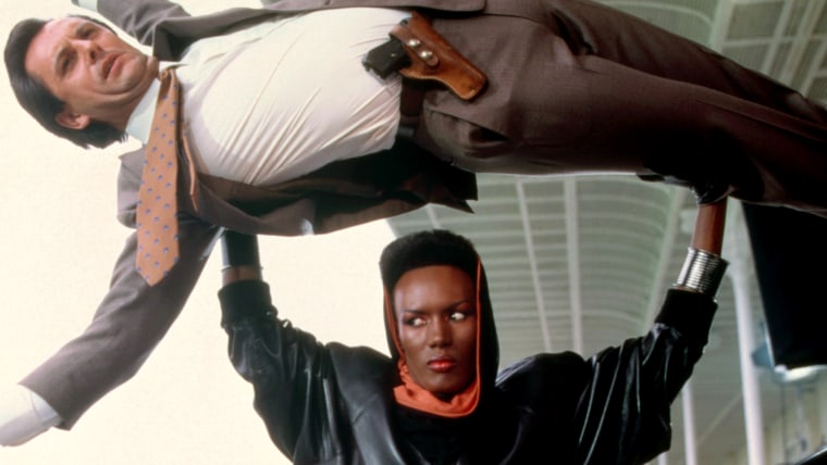 A VIEW TO A KILL, Grace Jones (bottom), 1985. © MGM/ courtesy Everett Collection