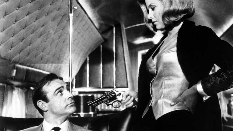 GOLDFINGER, from left: Sean Connery, Honor Blackman, 1964