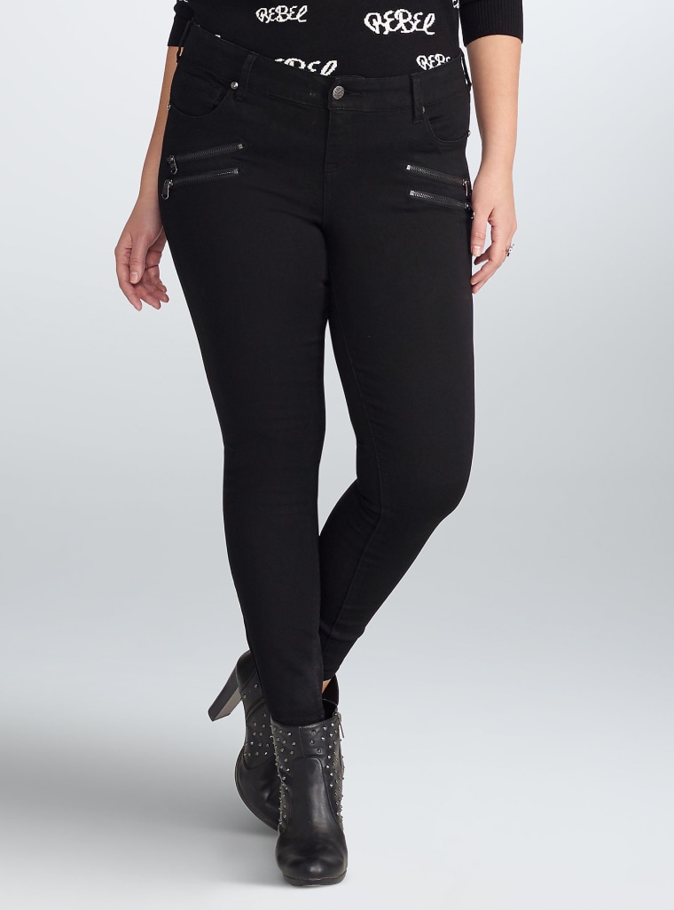 Rebel Wilson for Torrid Multi Zip Skinny Jeans