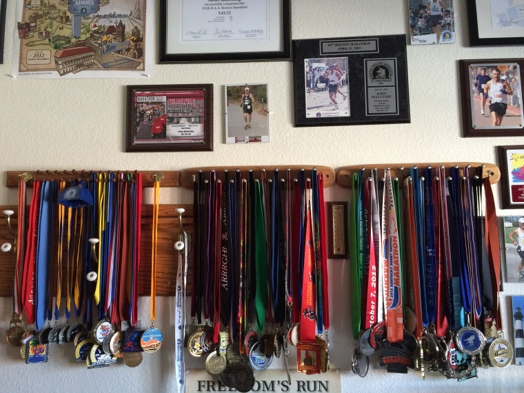 Maultsby's medals from all 50 of his marathons completed across the country.