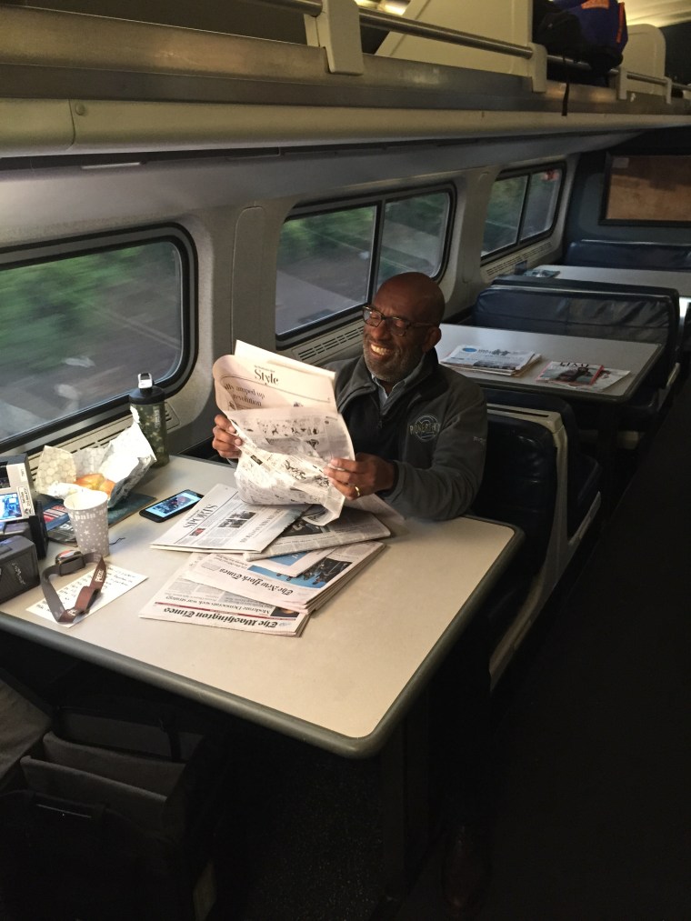 Al Roker takes the Amtrak on his way to the world record