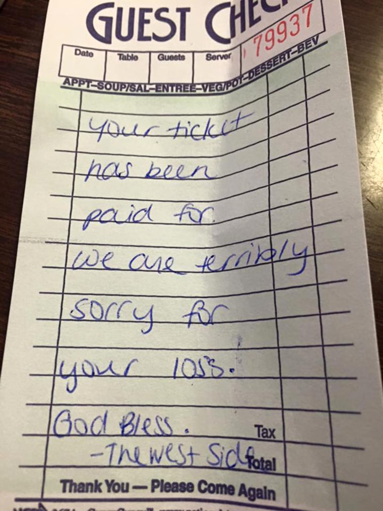 Waitress act of kindness