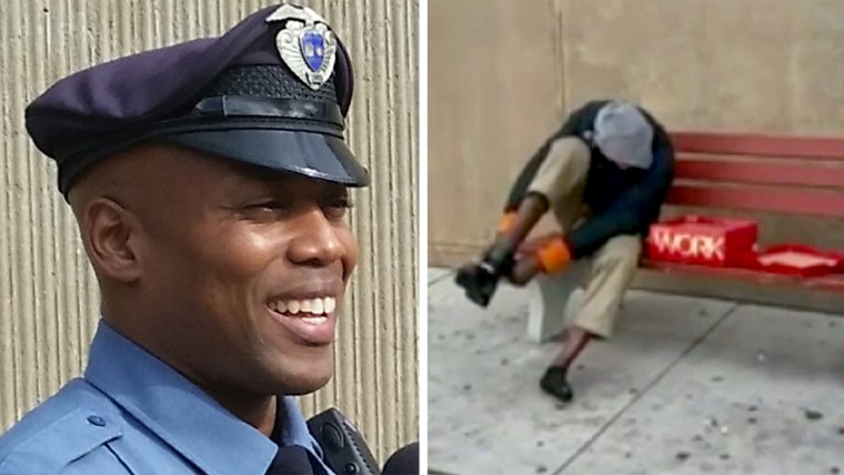 Officer Gives Shoes to Homeless Man