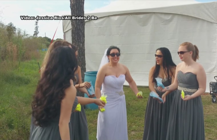 Image: Kilee Manulak and her bridesmaids destroy their dresses