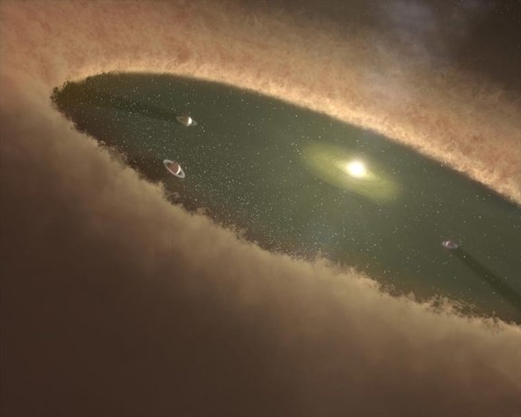Image: Artist's illustration of planets forming in a circumstellar disk