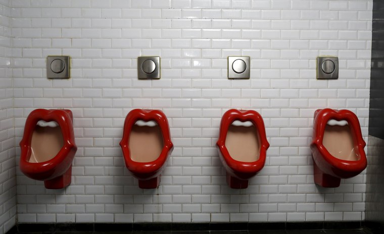 Image: Urinals inspired by the Rolling Stones logo in Paris