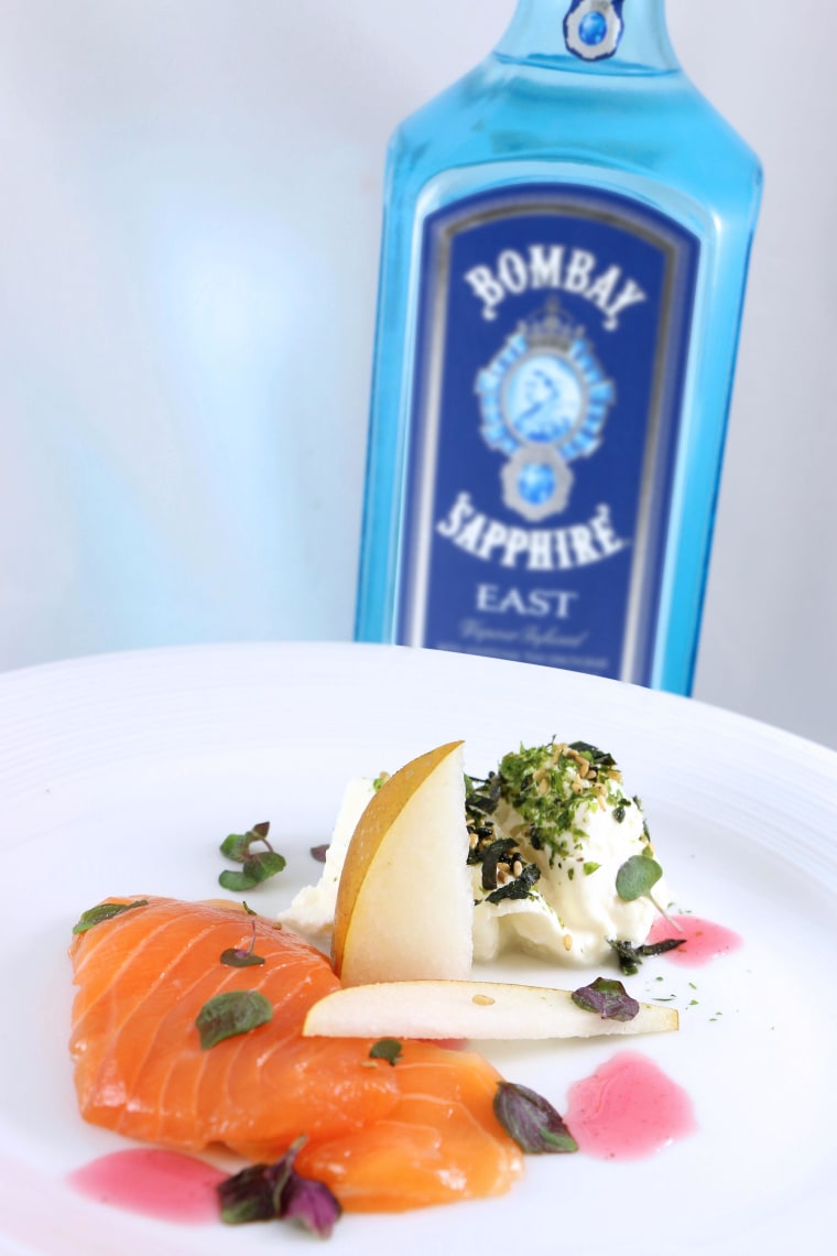 Chef Jon Matsubara’s Bombay Sapphire East Smoked Salmon recipe is a lighter dish.