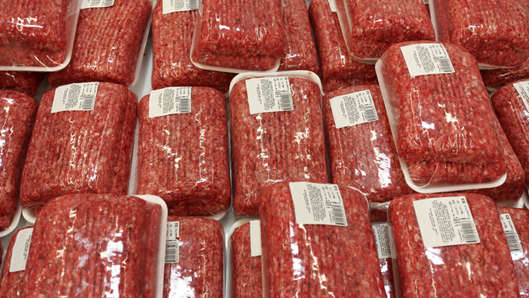 Meat products laid out and packed in a shop window; Shutterstock ID 109438748; PO: today.com