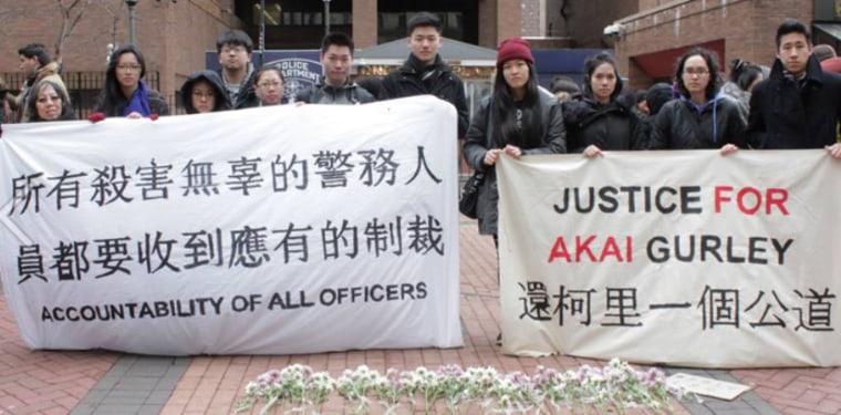 Asian-American groups march in support of Akai Gurley, an unarmed 28-year-old father who was shot and killed by NYPD Officer Peter Liang in November, 2014.