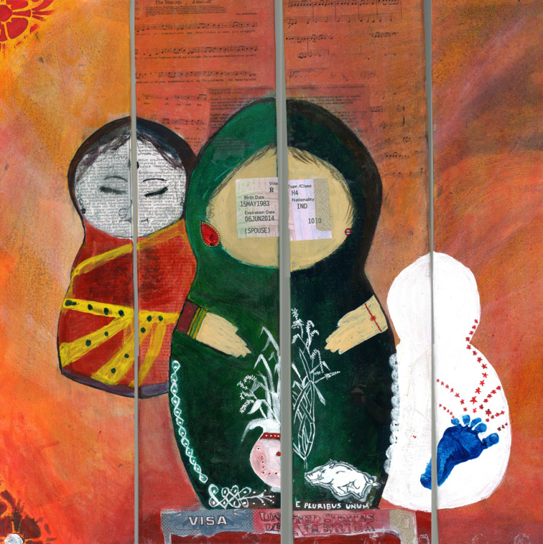 “Dual Intent” by Aishwariya, featured in the Smithsonian Asian Pacific American Center's “H-1B” digital art exhibition.