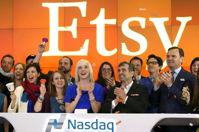 Image: File photo of Etsy Inc's IPO at the Nasdaq market site in New York