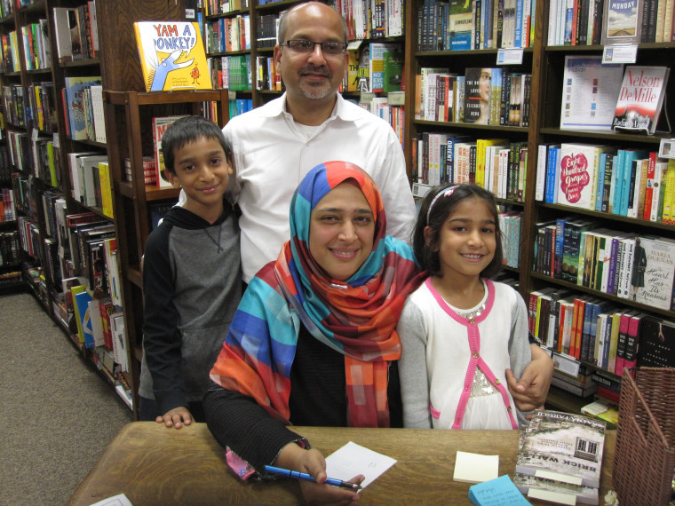 Saadia Faruqi and her family at the launch of her book, "Brick Walls: Tales of Hope &amp; Courage from Pakistan."