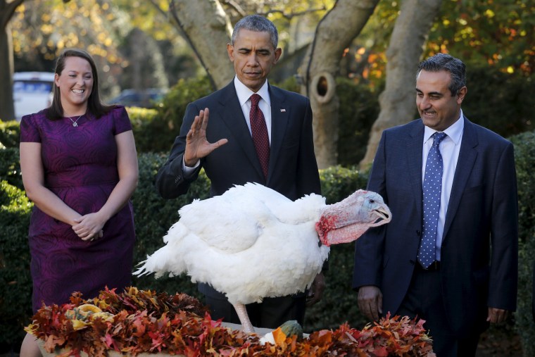 Image: U.S. President Barack Obama pardons the National Thanksgiving Turkey during the 68th annual presentation of the turkey in the Rose Garden of the White House in Washington