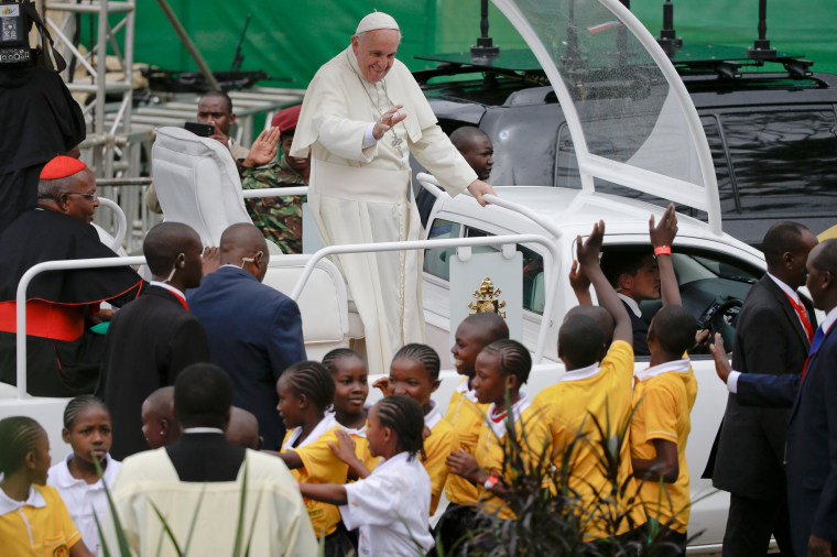 Image: Pope Francis arrives to celebrate Mass