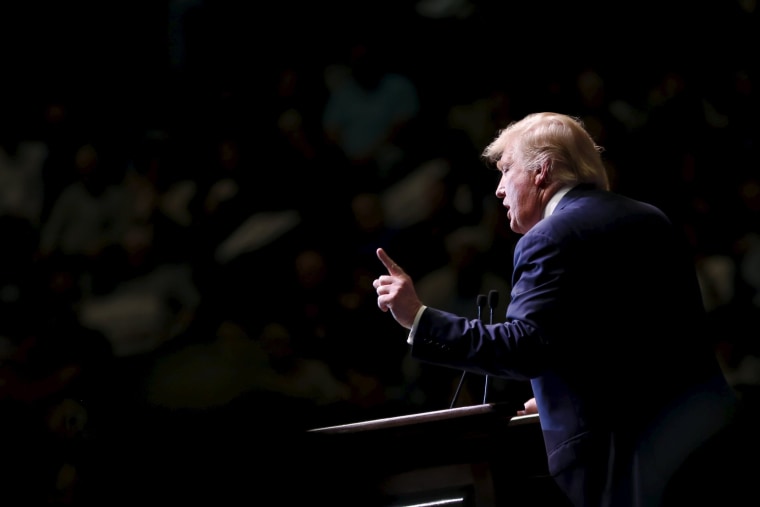 Image: Republican U.S. presidential candidate Trump addresses a Trump for President campaign rally in Macon