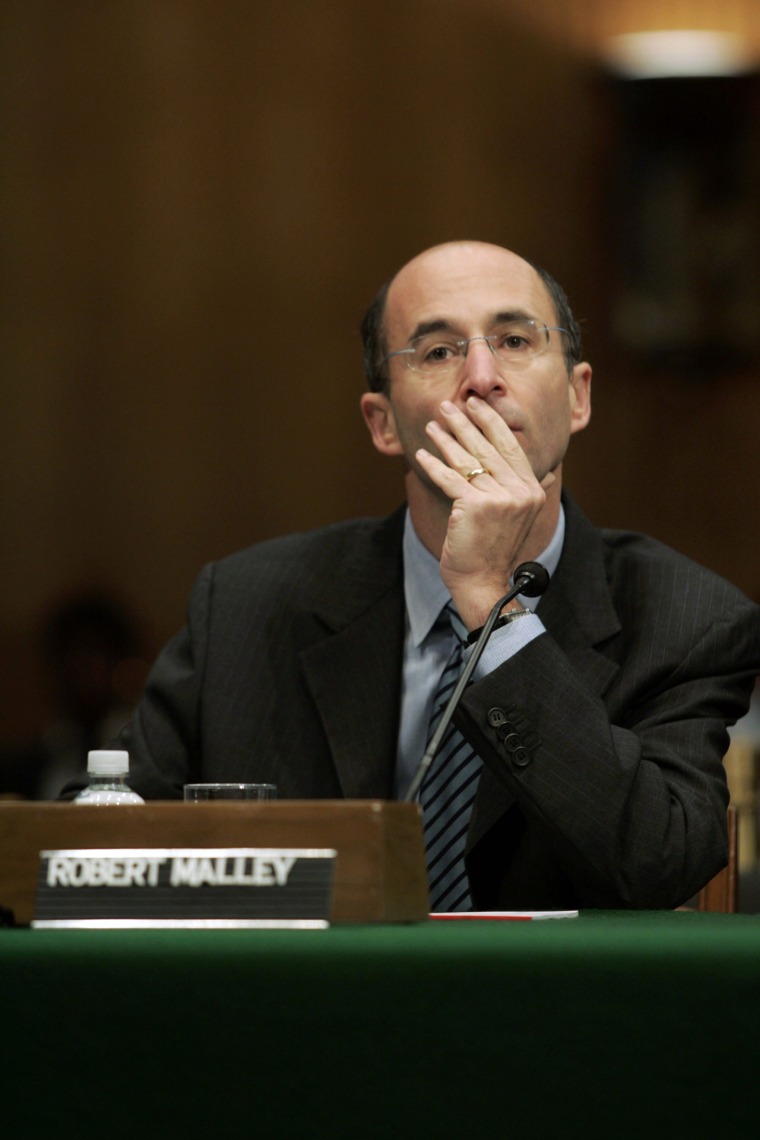 Image: Robert Malley testifies before the Senate Foreign Relations Committee in January 2007