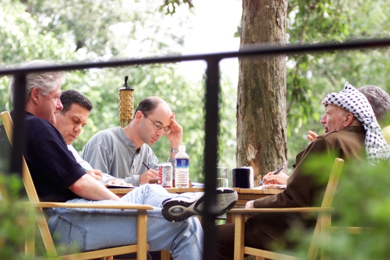 Image: Robert Malley at Camp David during the Middle East Peace Summit in July 2000