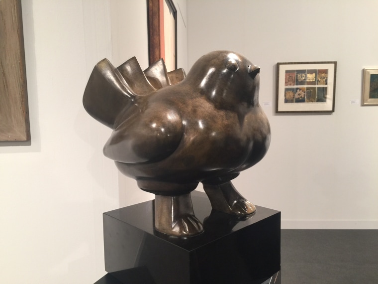 A sculpture by acclaimed Colombian artist Fernando Botero at Art Basel Miami Beach.