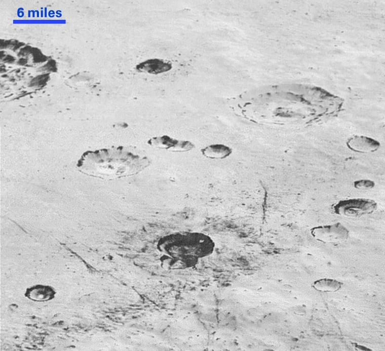 Craters on Pluto's icy plains.