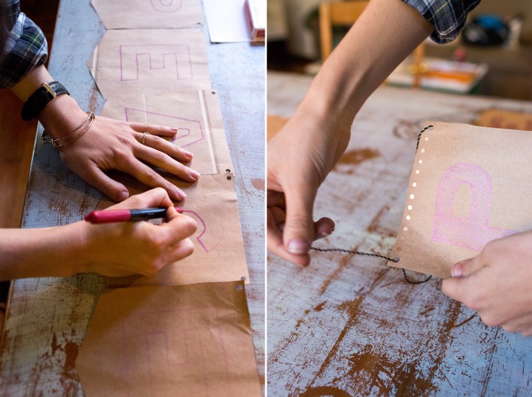 DIY recycled paper bag holiday party decor