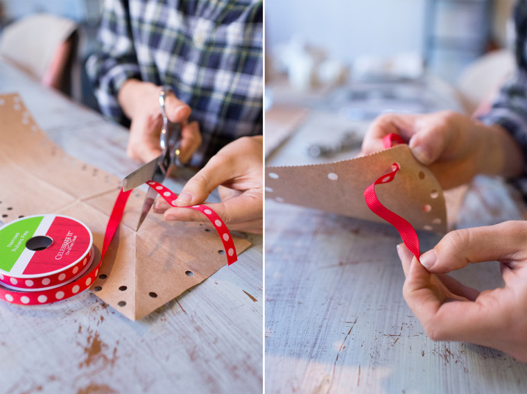 DIY recycled paper bag holiday party decor