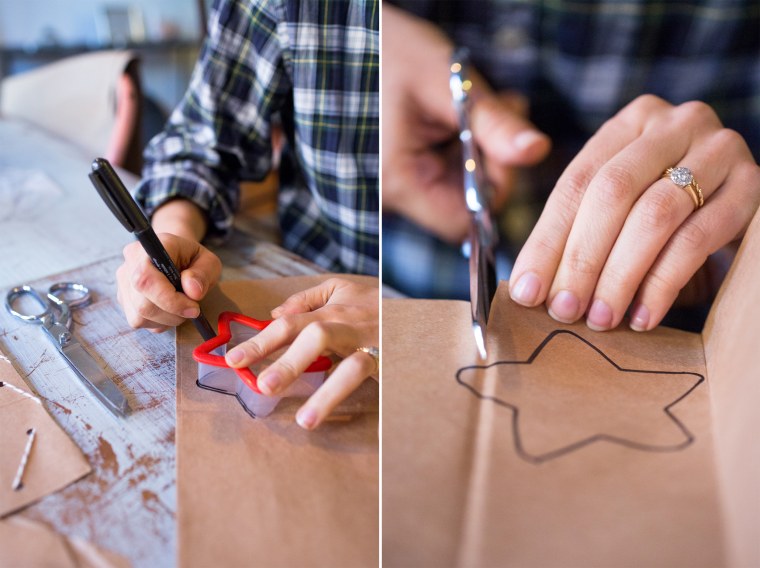 DIY recycled paper bag holiday party decor