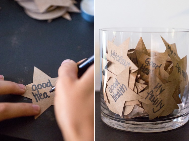 DIY recycled paper bag holiday party decor