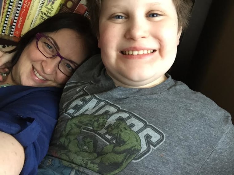 Stacey and Will Haley, a boy with autism who loves Crayola's primrose marker