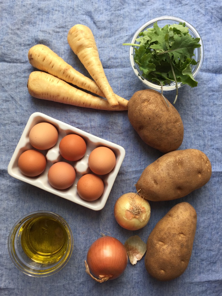 Ingredients for Parsnip and Kale Hanukkah Latkes