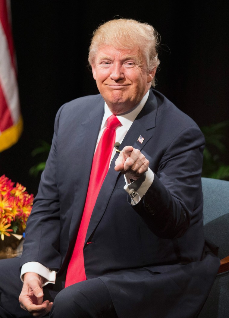 Image: Donald Trump speaks during a town hall meeting