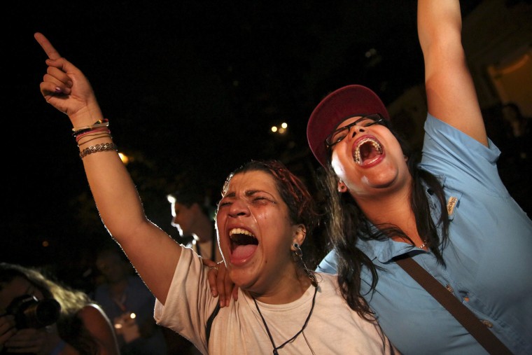 Image: Supporters of the opposition Democratic Unity coalition celebrate