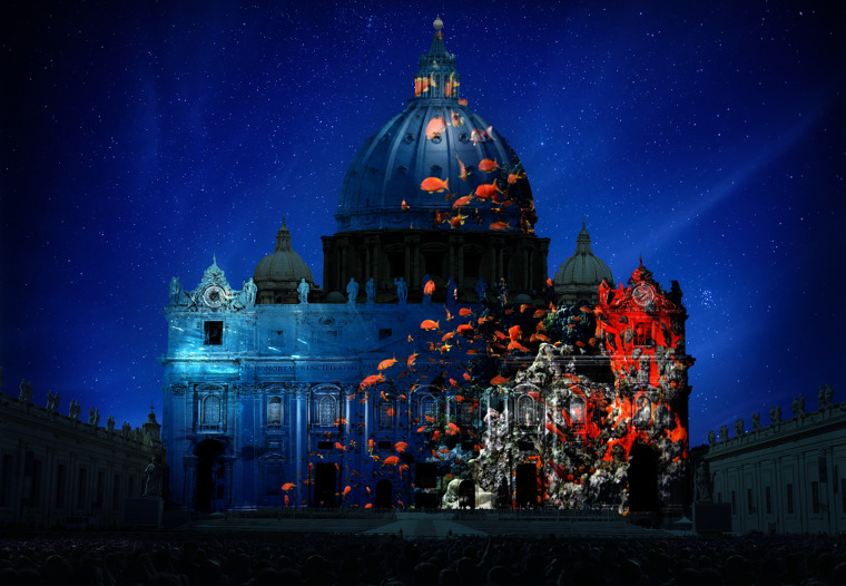 This rendering of picture to be projected on the façade of St. Peter’s Basilica is aiming at raising awareness of climate change and endangered species.