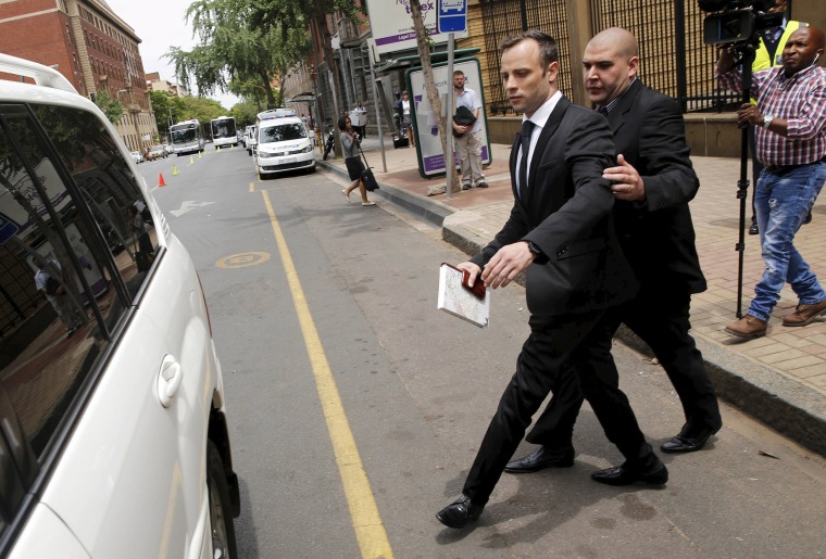 Image: Oscar Pistorius leaves the North Gauteng High Court in Pretoria, South Africa