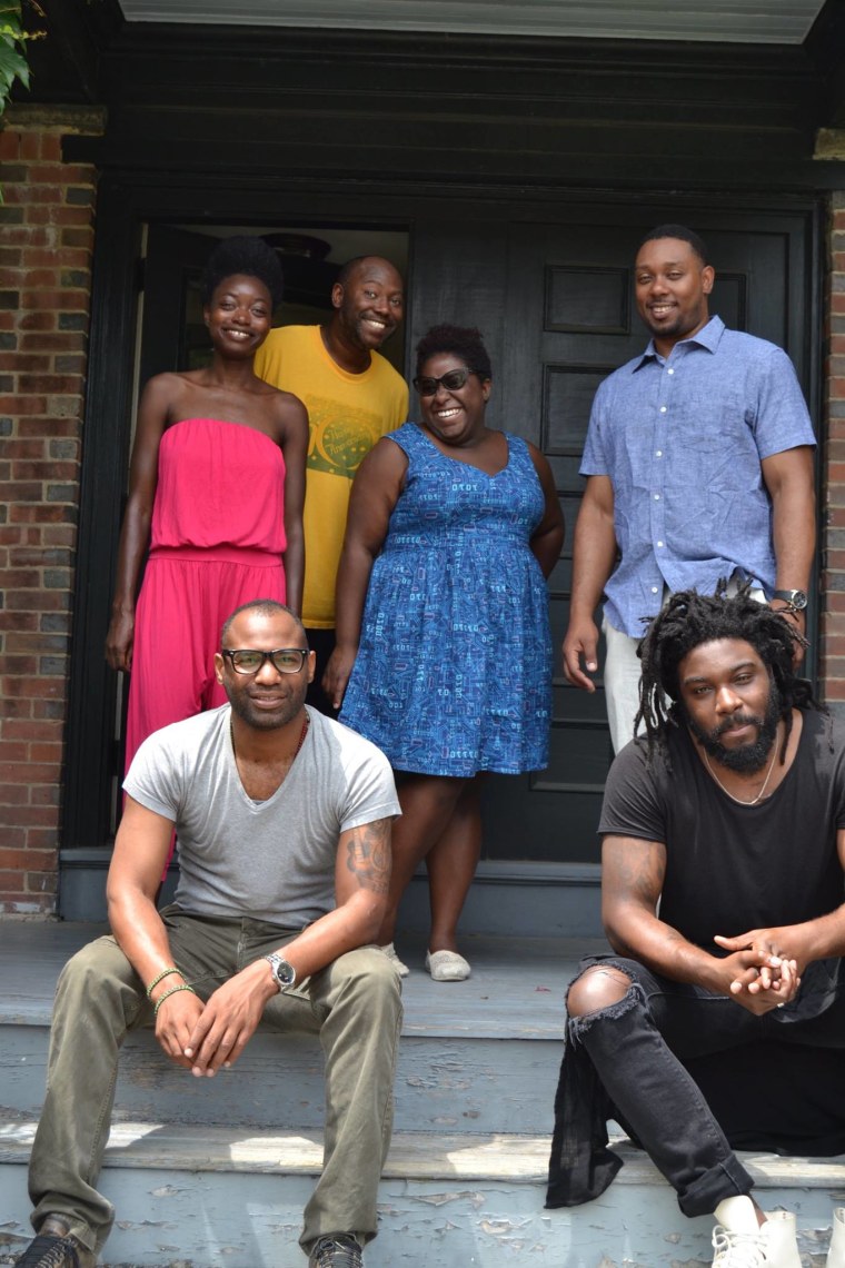 Writer Brook Stevenson is pictured with the Rhode Island Writers Colony.