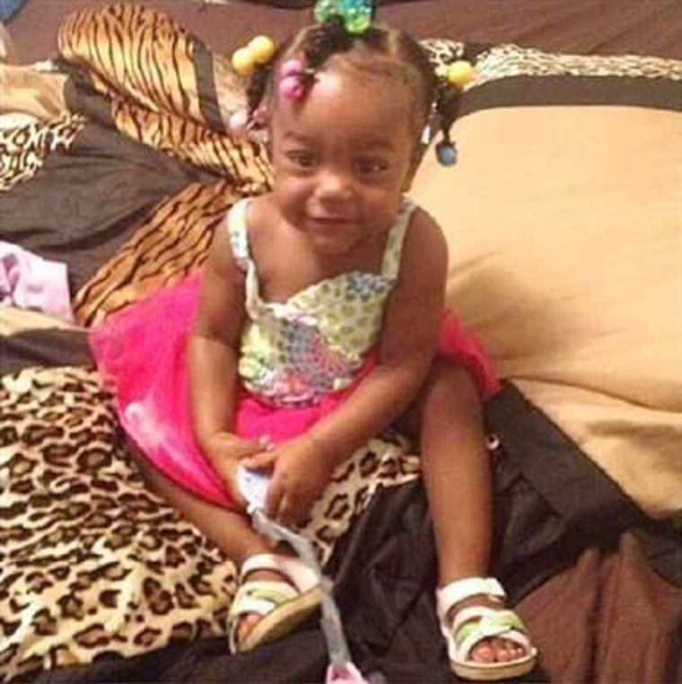 Londyn Samuels, 1, was struck by a bullet fired into her 18-year-old nanny's back Friday in New Orleans.