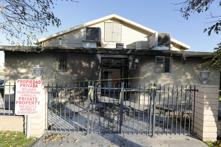 Image: A view of damage at the burned Islamic Society of Coachella Valley