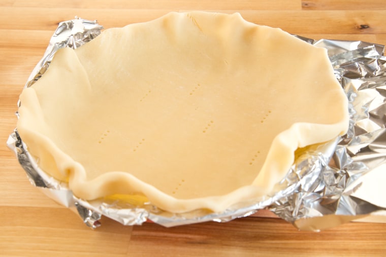 How to Make The Cherpumple Step-by-Step: Blind bake three pie crusts