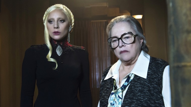 Lady Gaga as The Countess, Kathy Bates as Iris in "American Horror Story: Hotel."