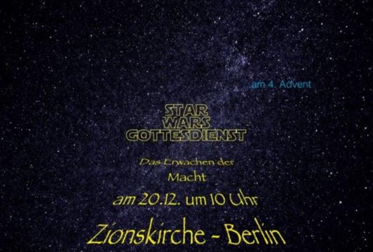 Image: Twitter ad for "Star Wars"-themed service at church in Berlin, Germany